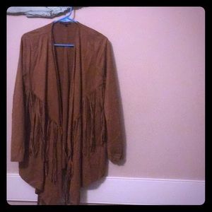 Fringed suede cardigan